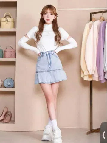 darich 데님 플리츠 스커트
