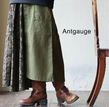 Antgauge 안트 게이지 플레어 롱 스커트 카모플라주 아지메