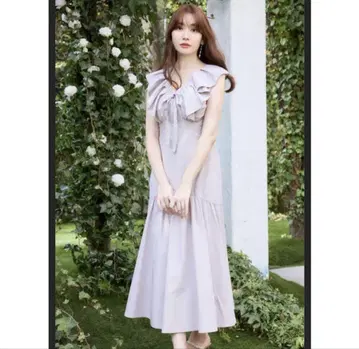 헤르립토 데스티니 러플 장식이 있는 긴 드레스