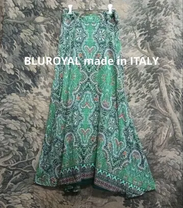 이탈리아 BLUROYAL 페이즐리 레이온 롱 플레어 스커트