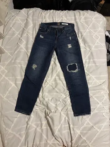 WASHIDENIM 데미지 테이퍼드 청바지