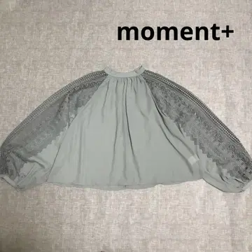 moment+ 쉬폰 조젯 스탠드 개더 소매 레이스 블라우스