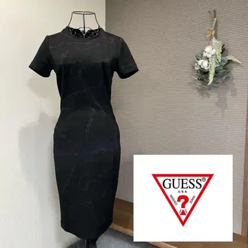 GUESS 게스 로고 원피스 블랙