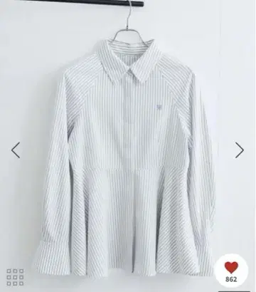 VIS [세탁 가능] [주름 방지] 원포인트 자수 페플럼 셔츠