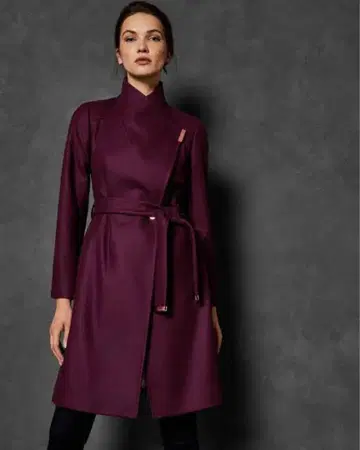 Ted Baker 테드 베이커 울 랩 코트 딥 퍼플