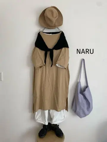 거의 미사용 NARU|나루 데라베 저리 보트넥 원피스