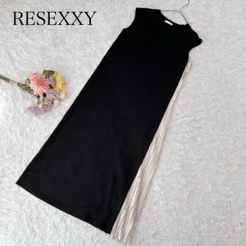 리젝시 슬리브리스 원피스 블랙 검정 롱 플리츠 도킹