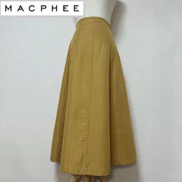 맥피 폴리에스테르 코튼 턱 플레어 스커트