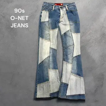 O-NET 90s 빈티지 데님 패치워크 벨 보텀 Y2K