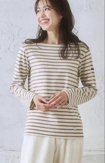 모즈 보트넥 보더 긴팔 바스크 티셔츠 새상품