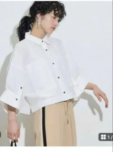 슈퍼 와이드 하프 슬리브 크롭 셔츠 THE YOn 자용