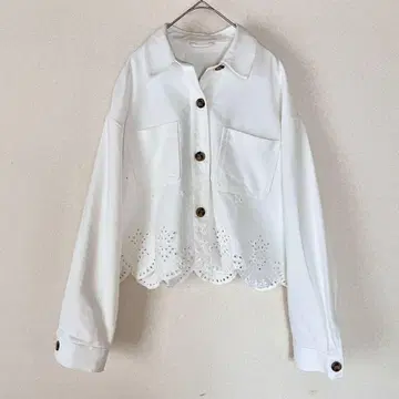 ZARA 자라 컷워크 자수 자켓 데님 자켓 S 숏 기장