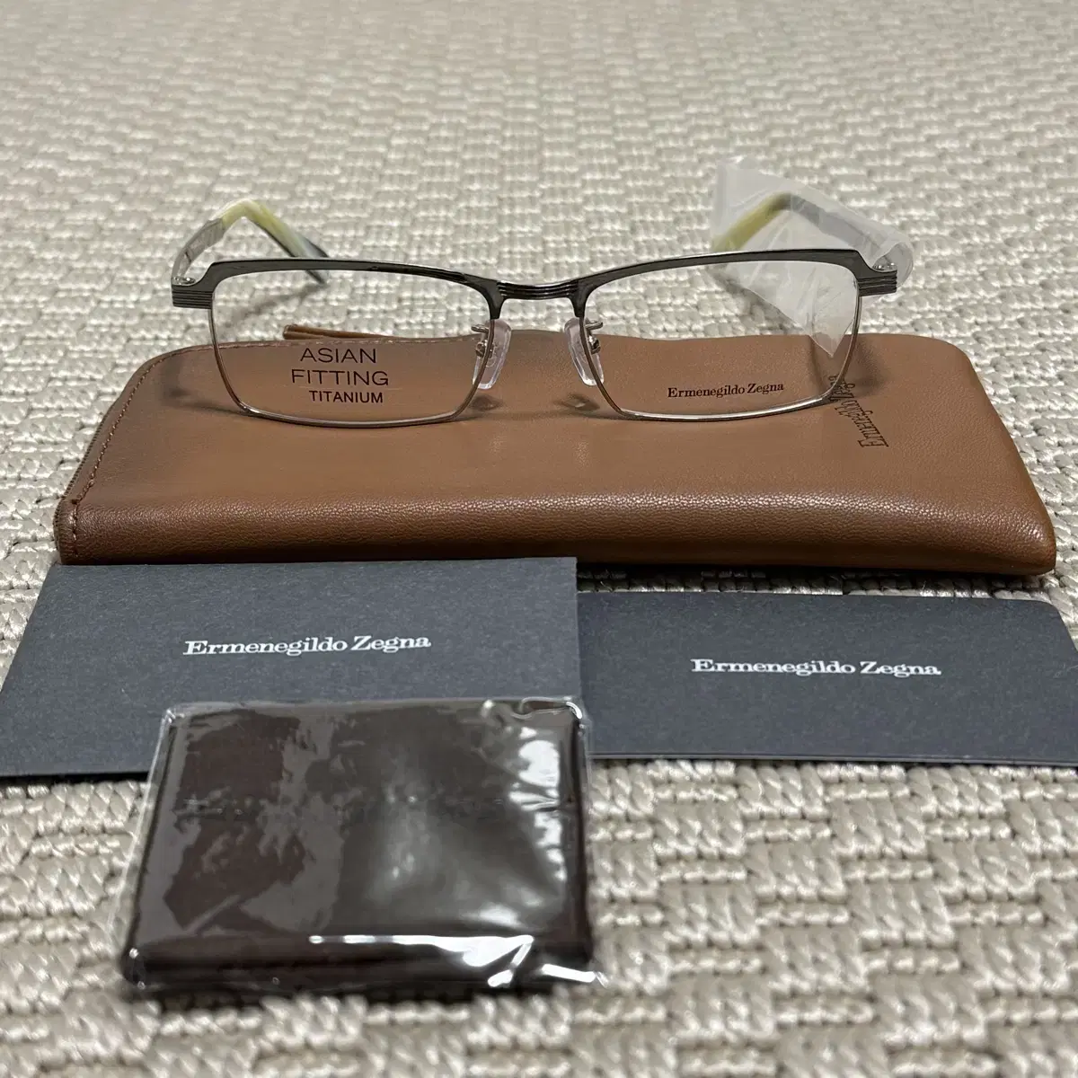 (OS) Ermenegildo Zegna Titanium Silver Eyeglass Frames