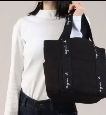 블랙 애니에스베 로고 토트백