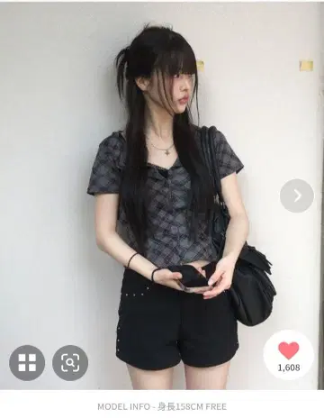 새상품 에니원모어 체크 무늬 슬림 핏 가디건 티셔츠 그레이