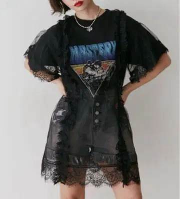 jouetie 리메이크 락 미니 원피스 반팔 M 블랙