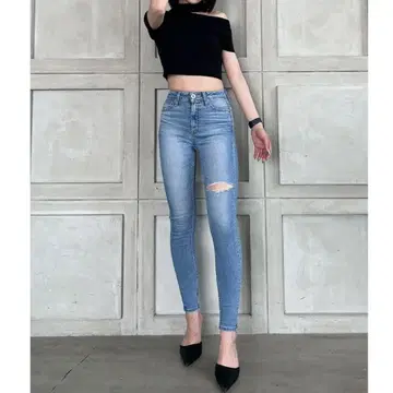 GYDA HIP RIPPED 스키니 데님 팬츠
