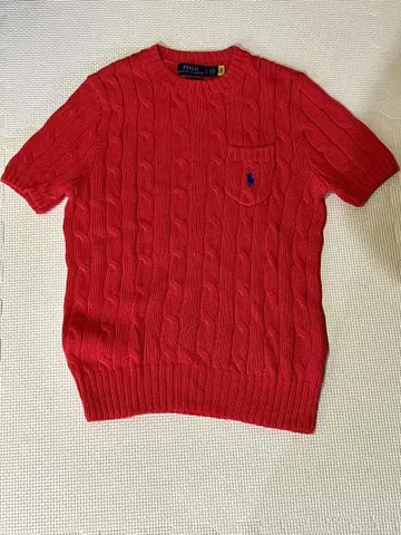 Polo Ralph Lauren 케이블 짜임 니트 반팔 S 빨간색