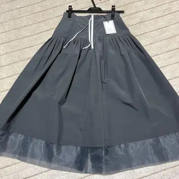 블루 그리드 플레어 스커트