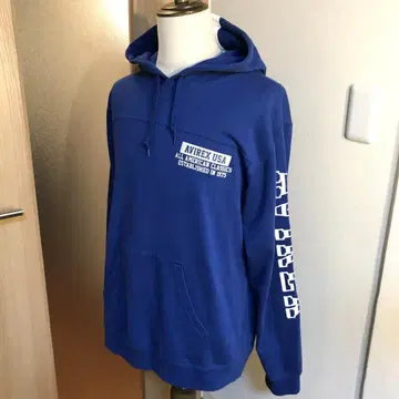 남성용 [새상품급 아비렉스] 2XL 파랑 자수 패치 후드티 성조기 로고