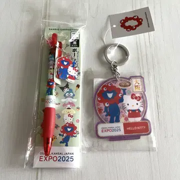 새상품 간사이 엑스포 밈쿠밈쿠 키티 콜라보 볼펜 아크릴 키링