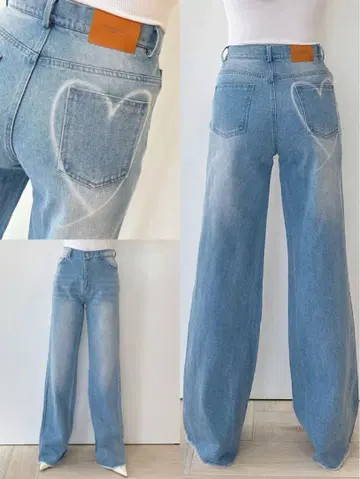 하트 모양 포켓 모코아즈 데님