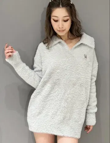 GYDA 플레이트 샤기 폴로 니트 튜닉