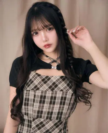 미셸 마카롱 앙상블 체크 원피스