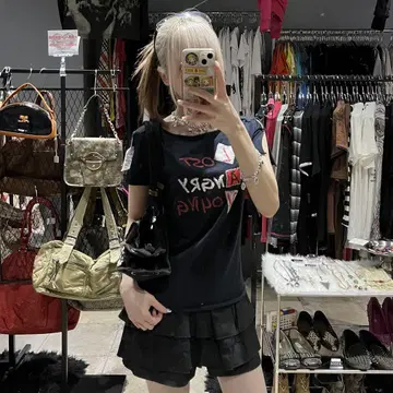 replay 리플레이 피치 T 자르기 디자인 y2k 헤이세이 안전 핑