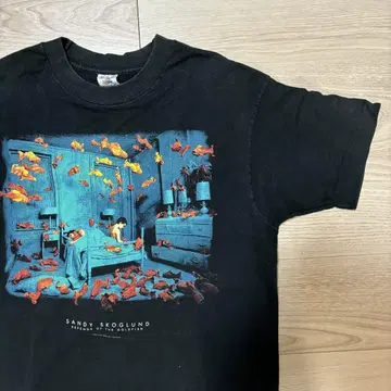90s sandy skoglund 티셔츠 금붕어의 복수 빈티지 아트