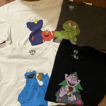 kaws x Uniqlo x Sesame Street 티셔츠 세트