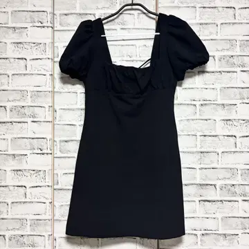 ZARA 자라 퍼프 슬리브 미니 원피스 백 리본 린넨 블랙
