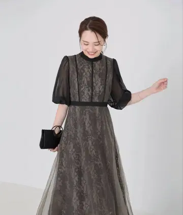 Leja 하이 웨스트 튤 레이스 A 라인 원피스 드레스 S