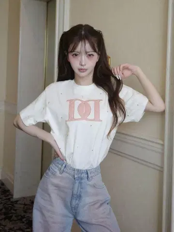다리치 Darich 퀼팅 아플리케 비쥬 티셔츠 화이트