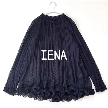 24SS 새상품급 IENA 이에나 플리츠 입체 프릴 블라우스 시어 자카드