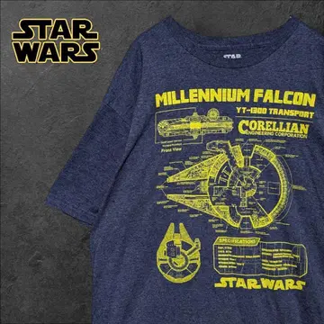 STARWARS 공식 대형 티셔츠 밀레니엄 팔콘 블루 그레이 2XL