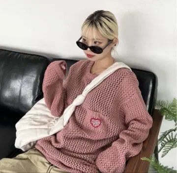 sedacle 세다클 포켓 메쉬 니트 풀오버 핑크