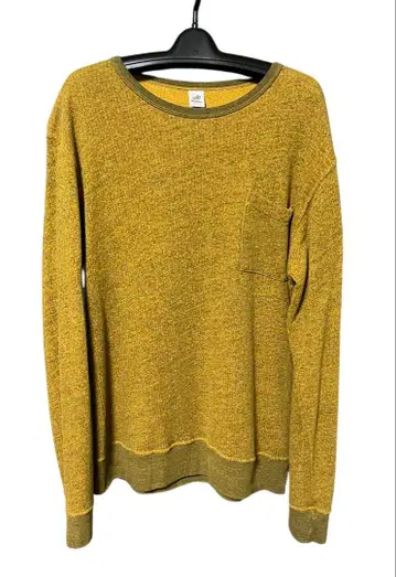 Niche 포켓 부착 맨투맨 머스타드 컬러 XL 사이즈 파일 안감 원단