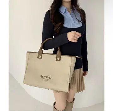 NICE CLAUP 트리밍 로고 토트 백 토트백 베이지