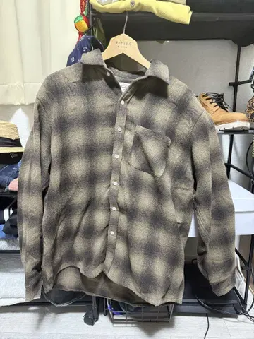 Barkers 플란넬 긴팔 셔츠 M 사이즈 브라운 계열 체크