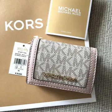 신상품 MICHEAL KORS 마이클코어스 3단 폴더형 지갑 화이트 핑크