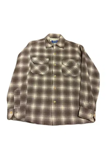 50년대 Pendleton 울 보드 셔츠 오픈 카라 옴브레 빈티지