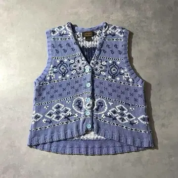 80s Eddie Bauer 코튼 니트 조끼 블랙 택 베스트