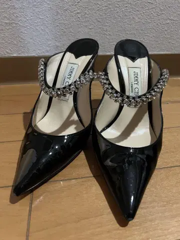 JIMMY CHOO 블랙 스틸레토 힐 뮬