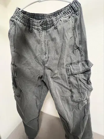 그레이 카고 팬츠 허리밴딩 청바지