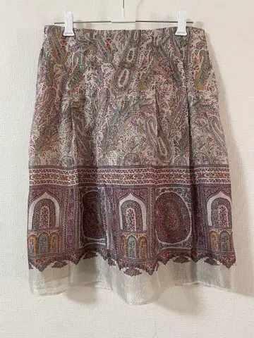 ETRO 에트로 페이즐리 여성용 쉬폰 스커트 올 패턴 38