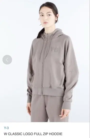 Y-3 W 클래식 로고 풀 지퍼 후드 티셔츠