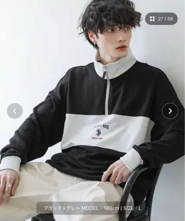U.S. POLO ASSN. 맨투맨 하프 지퍼