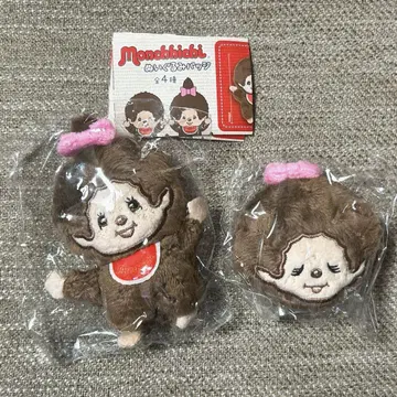 몬치치 봉제 인형 배지 가챠 몬치치 찡그린 얼굴 핀 배지