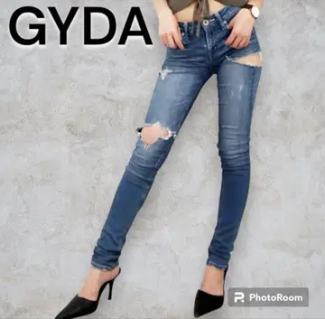 GYDA 제이다 SIDE RIPPED 스키니 데님 팬츠 데미지 M